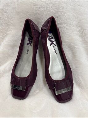 Anne Klein Burgundy Flats with Metallic Accent